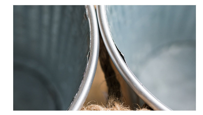 Vintage blue tin flower pot flower pot