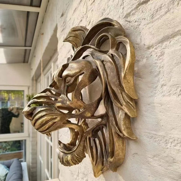 Lion's Head Wall Hanging Art Sculpture Wall Decoration