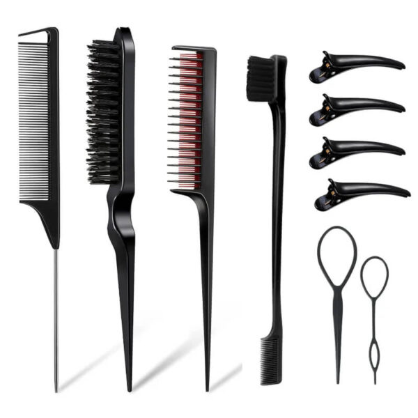 10pcs black rat tail comb set