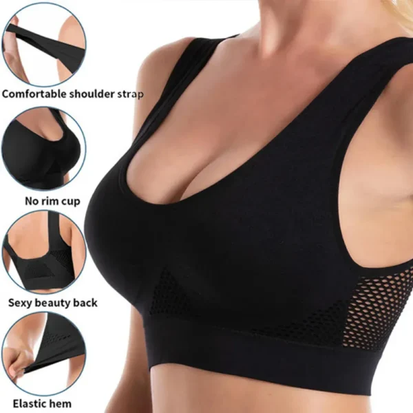 seamless mesh sports bra black